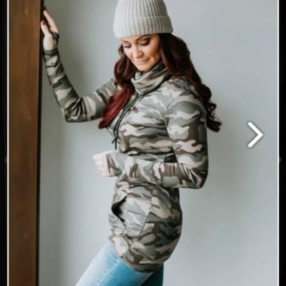 Camouflage Cowl Neck Sweater